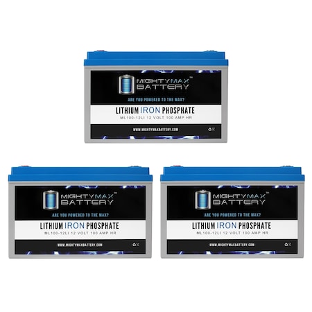 12V 100AH Lithium Replacement Battery Compatible with Power PRC-12100S PRC12100S - 3 Pack